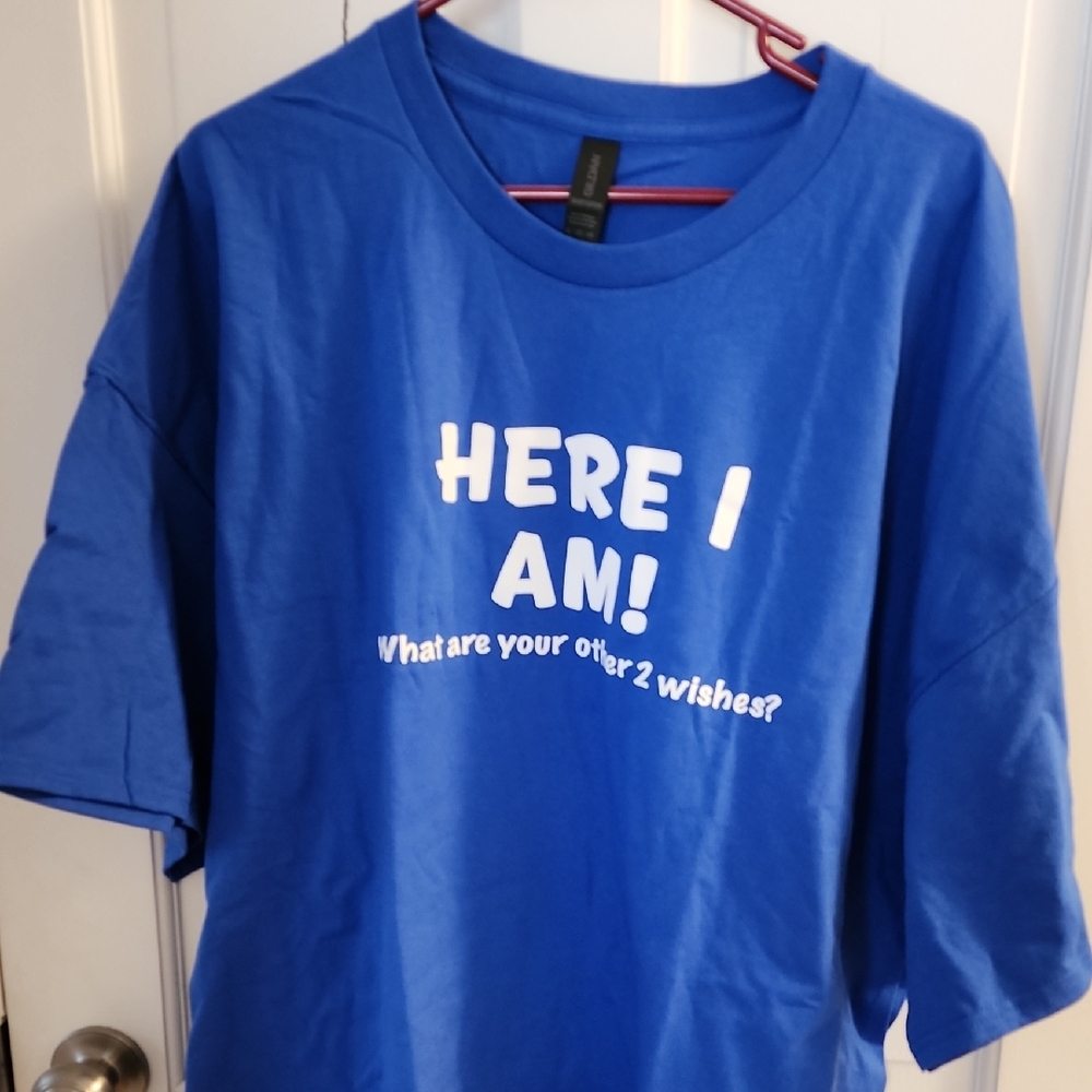Gildan Bright Blue Tee with Fun Text